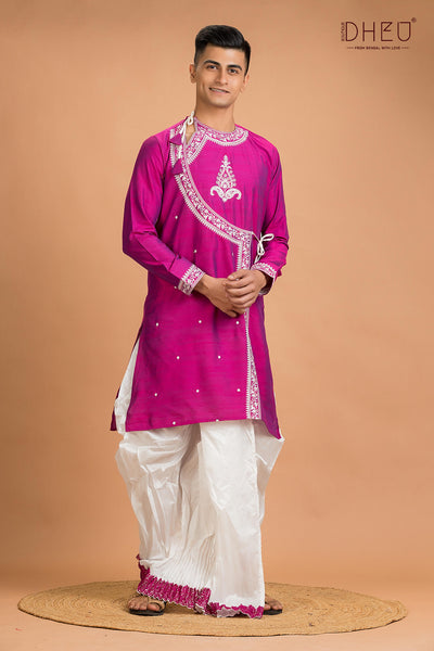 Designer Silk Kurta Dhoti(Optional) Set