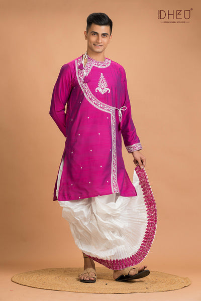 Designer Silk Kurta Dhoti(Optional) Set