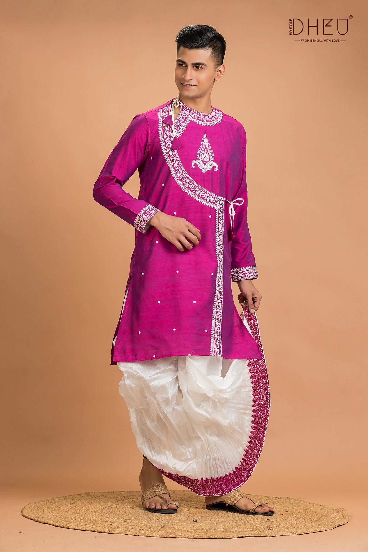 Designer Silk Kurta Dhoti(Optional) Set