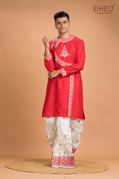 Designer Silk Kurta Dhoti(Optional) Set