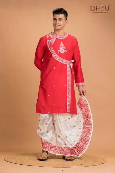 Designer Silk Kurta Dhoti(Optional) Set