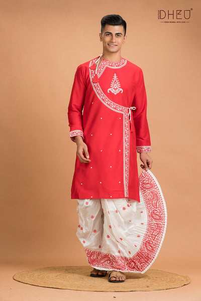 Designer Silk Kurta Dhoti(Optional) Set