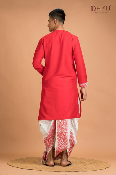 Designer Silk Kurta Dhoti(Optional) Set
