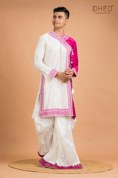 Designer Silk Kurta Dhoti(Optional) Set