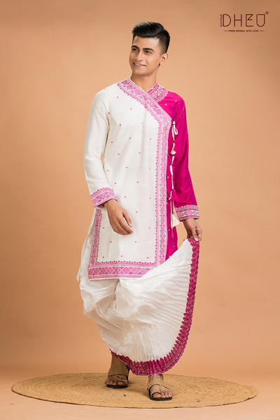 Designer Silk Kurta Dhoti(Optional) Set
