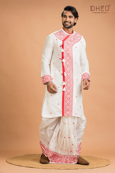 Designer Silk Kurta Dhoti(Optional) Set