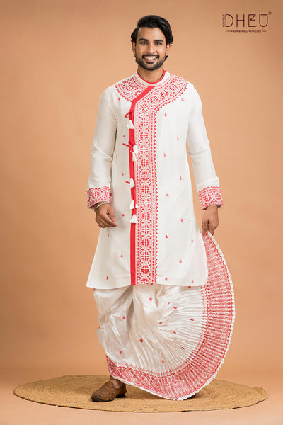 Designer Silk Kurta Dhoti(Optional) Set
