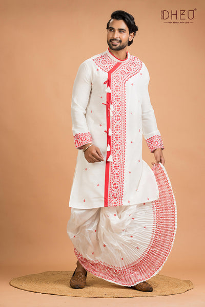 Designer Silk Kurta Dhoti(Optional) Set