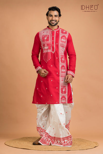 Designer Silk Kurta Dhoti(Optional) Set