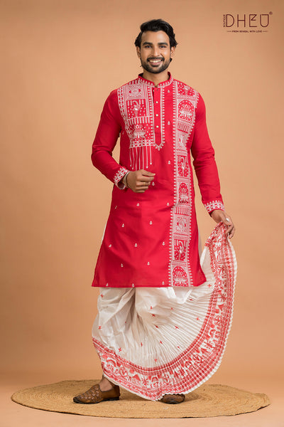 Designer Silk Kurta Dhoti(Optional) Set