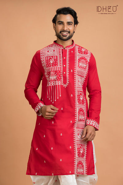 Designer Silk Kurta Dhoti(Optional) Set