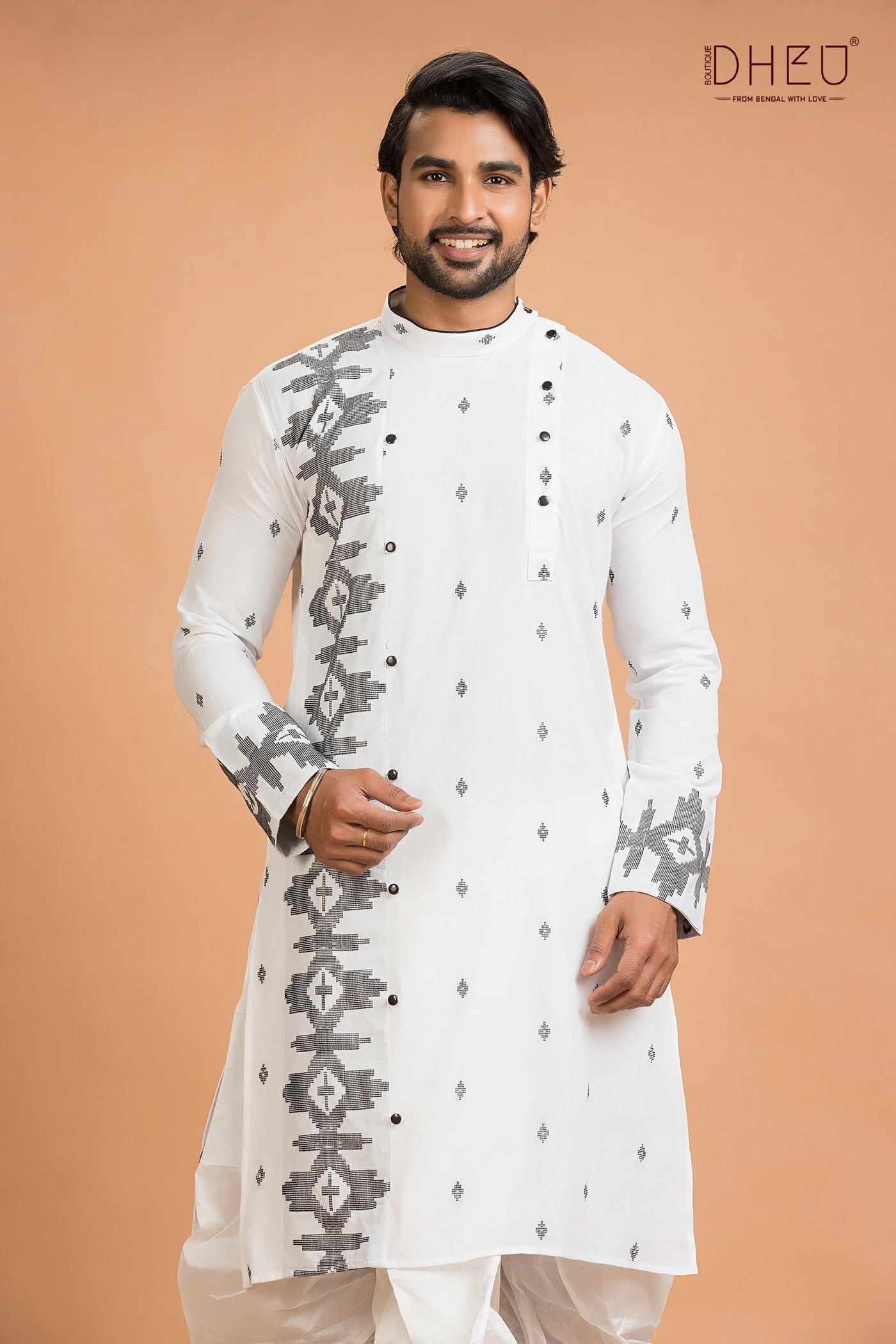 Dheu Jamdani Kurta Dhoti(Optional) Set