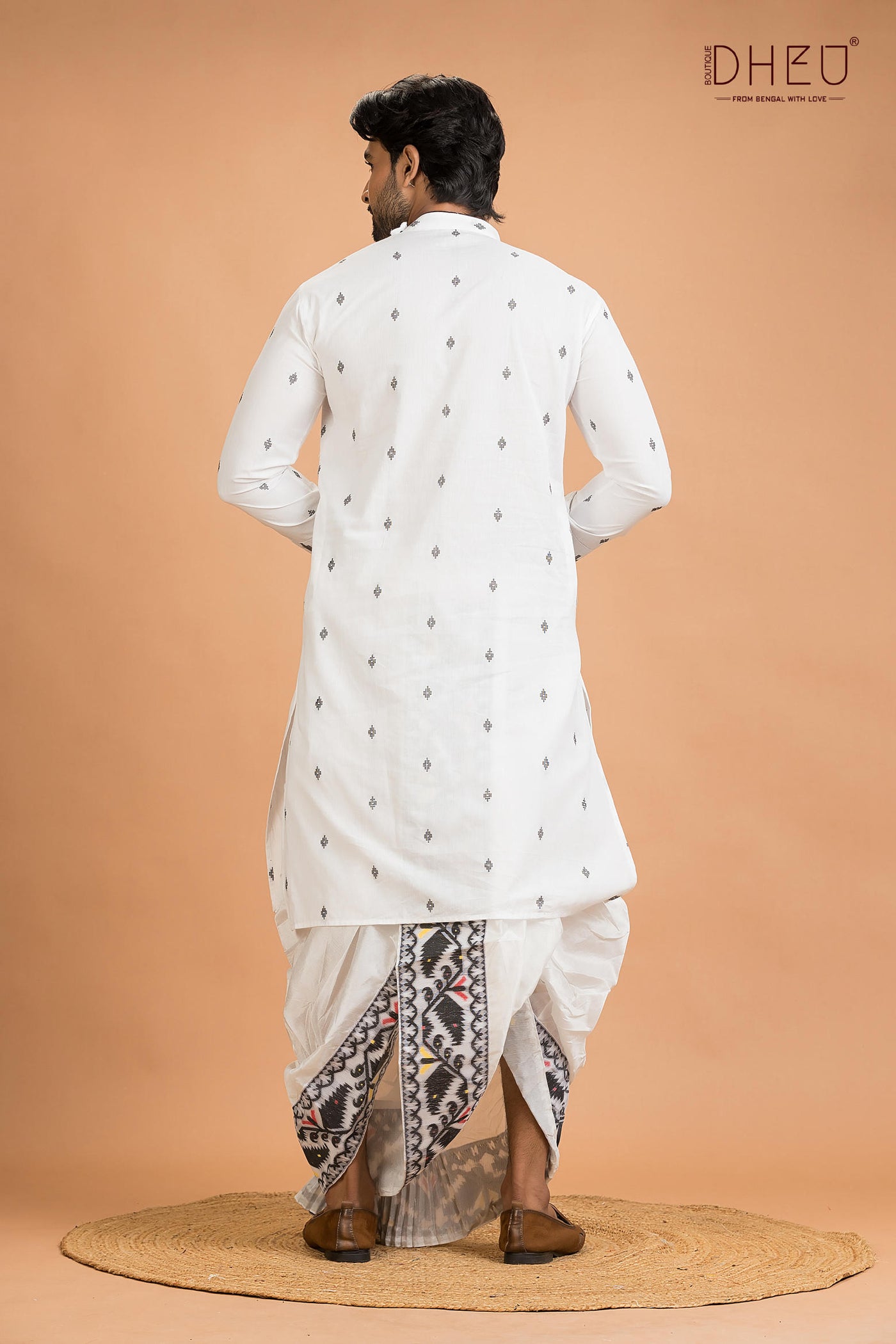 Dheu Jamdani Kurta Dhoti(Optional) Set
