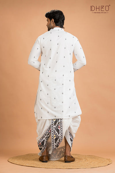 Dheu Jamdani Kurta Dhoti(Optional) Set