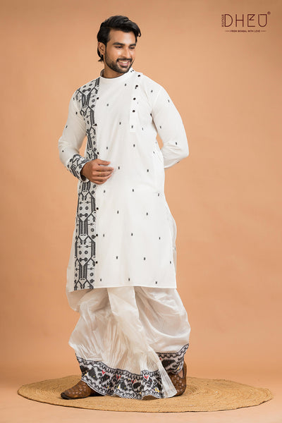 Dheu Jamdani Kurta Dhoti(Optional) Set