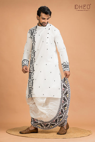 Dheu Jamdani Kurta Dhoti(Optional) Set