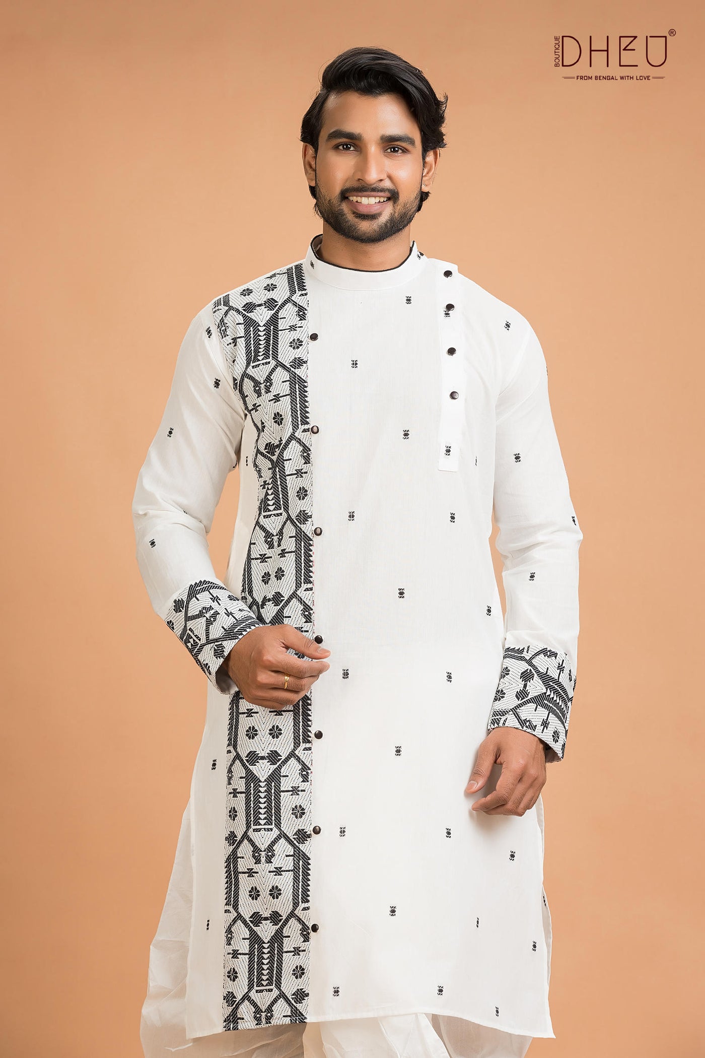 Dheu Jamdani Kurta Dhoti(Optional) Set