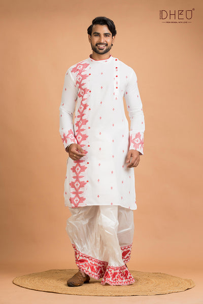 Dheu Jamdani Kurta Dhoti(Optional) Set