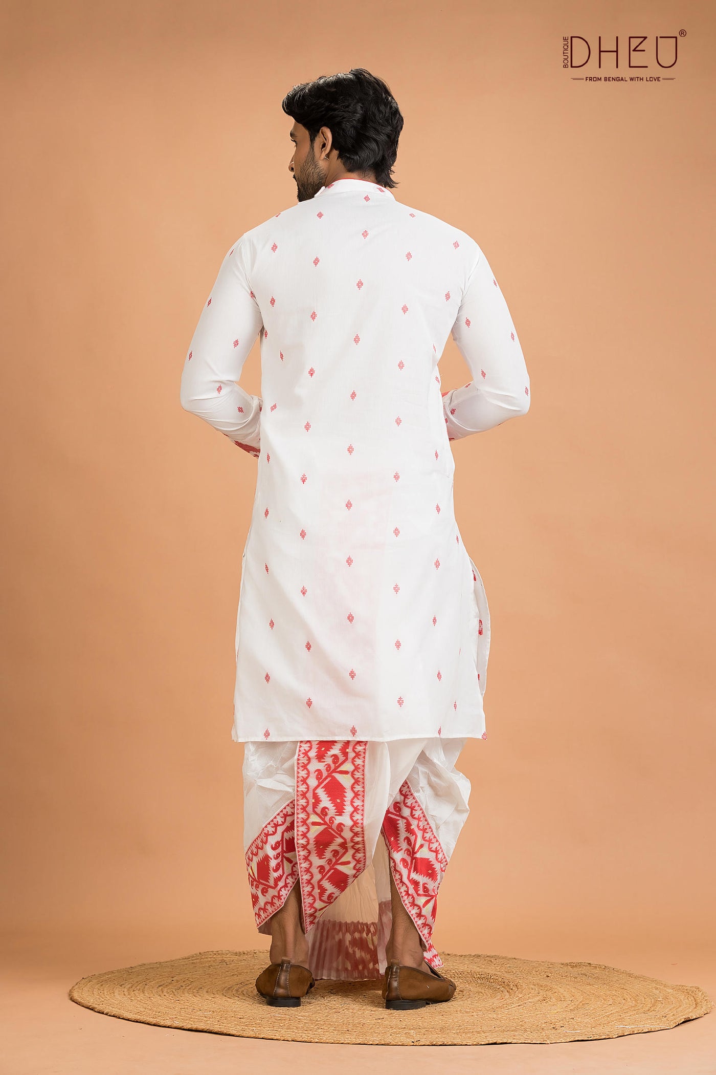 Dheu Jamdani Kurta Dhoti(Optional) Set