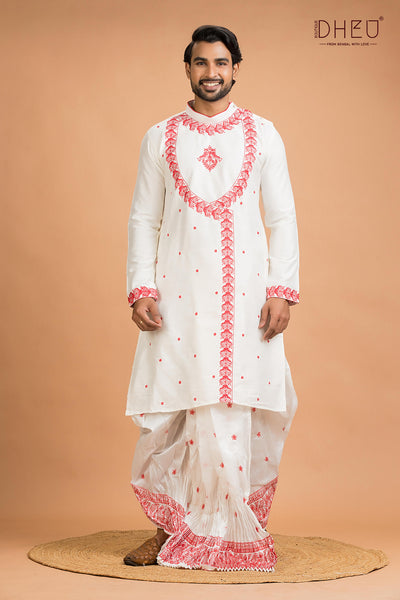 Designer Silk Kurta Dhoti(Optional) Set