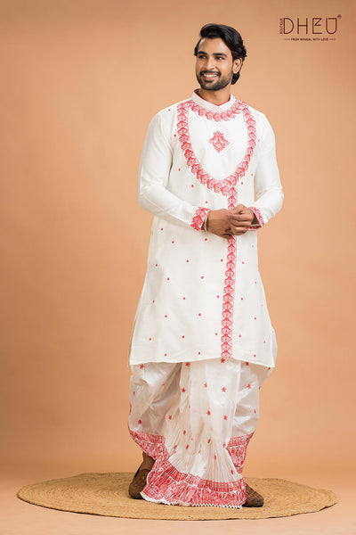 Designer Silk Kurta Dhoti(Optional) Set