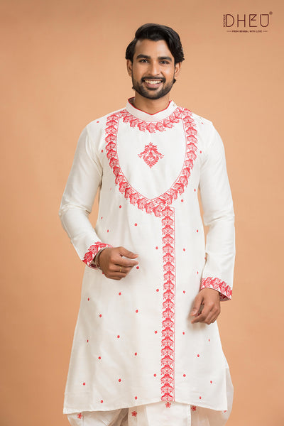 Designer Silk Kurta Dhoti(Optional) Set