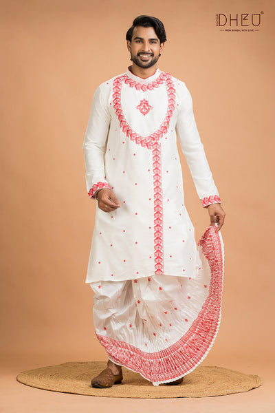 Designer Silk Kurta Dhoti(Optional) Set