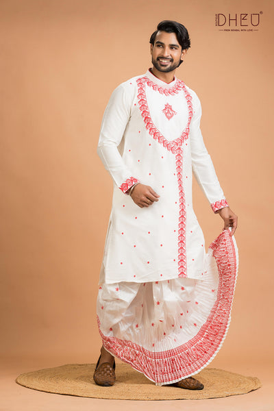 Designer Silk Kurta Dhoti(Optional) Set
