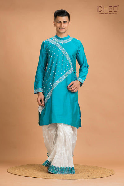 Designer Silk Kurta Dhoti(Optional) Set