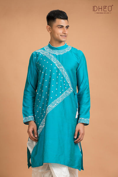 Designer Silk Kurta Dhoti(Optional) Set