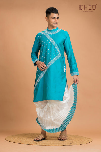 Designer Silk Kurta Dhoti(Optional) Set