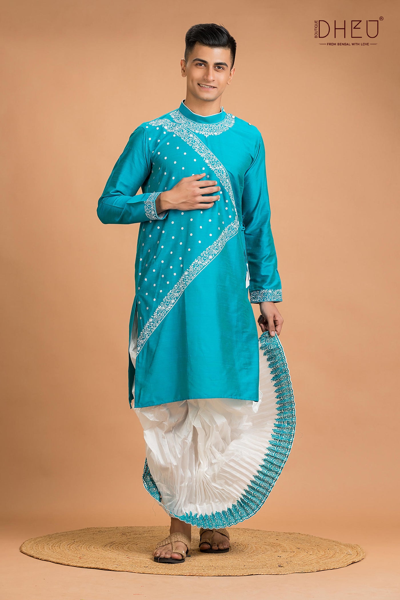 Designer Silk Kurta Dhoti(Optional) Set