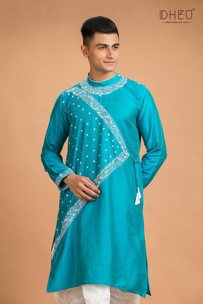 Designer Silk Kurta Dhoti(Optional) Set