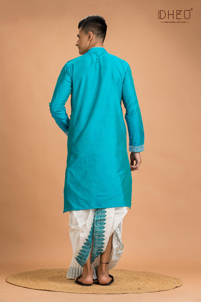 Designer Silk Kurta Dhoti(Optional) Set