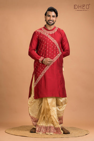 Designer Silk Kurta Dhoti(Optional) Set
