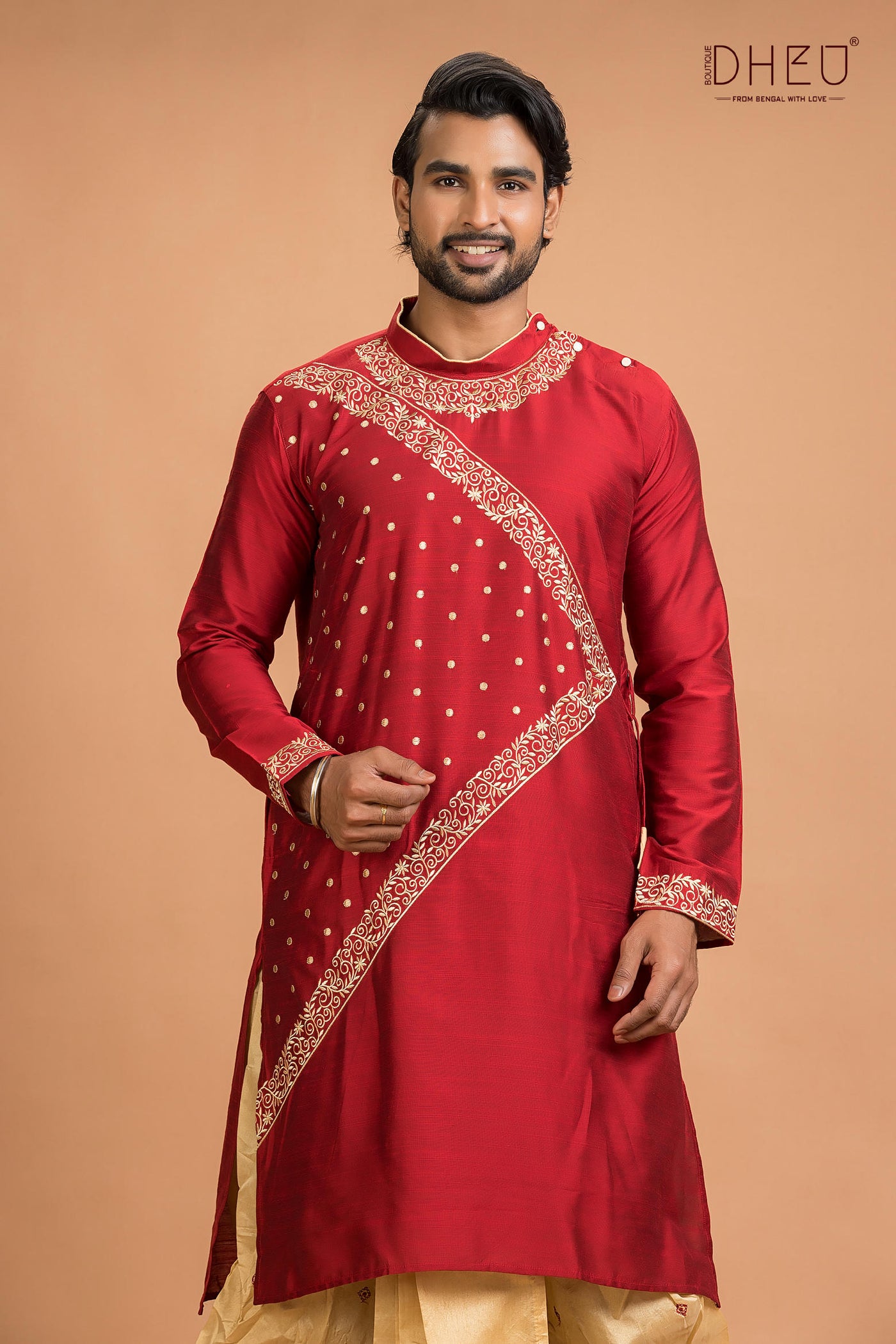 Designer Silk Kurta Dhoti(Optional) Set