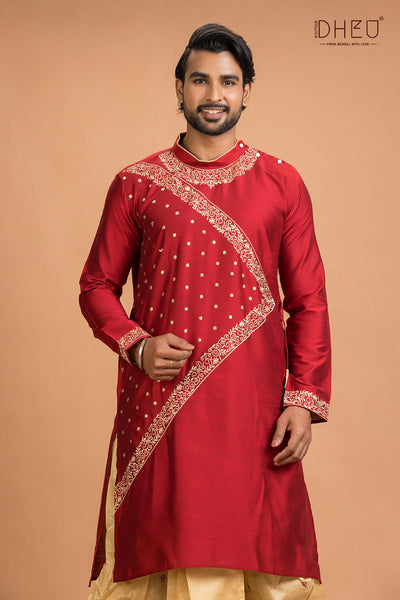 Designer Silk Kurta Dhoti(Optional) Set