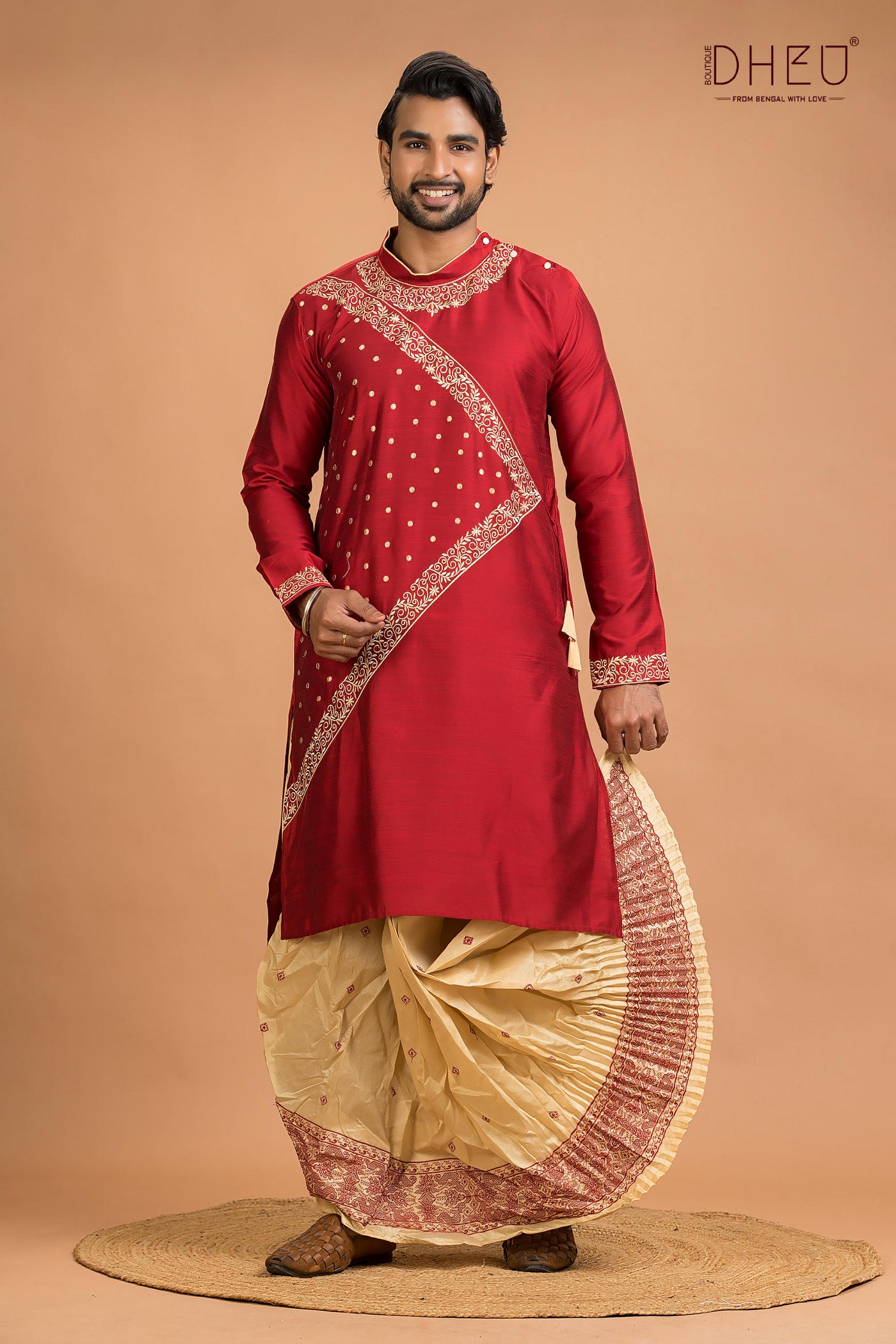 Designer Silk Kurta Dhoti(Optional) Set