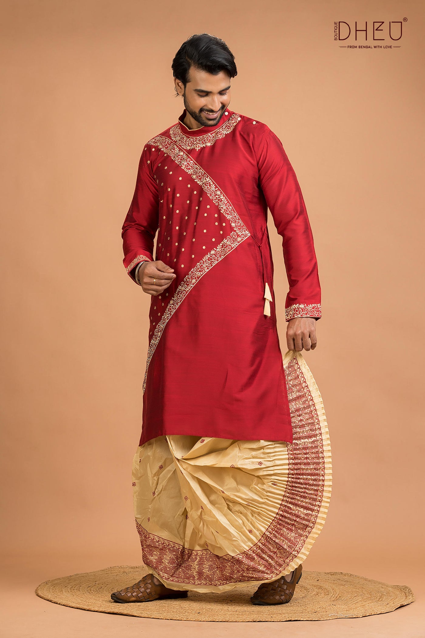Designer Silk Kurta Dhoti(Optional) Set