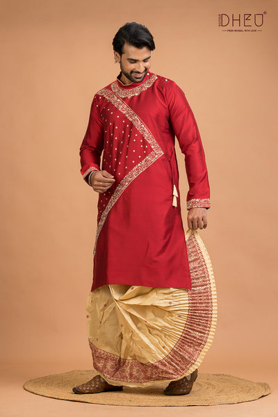 Designer Silk Kurta Dhoti(Optional) Set