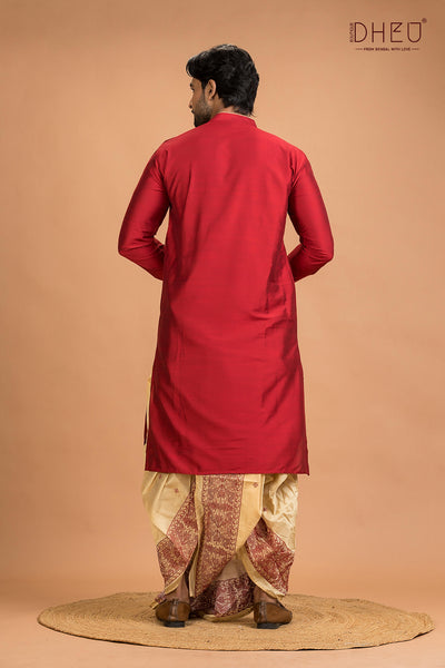 Designer Silk Kurta Dhoti(Optional) Set
