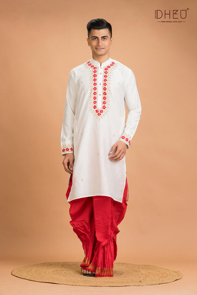 Designer Silk Kurta Dhoti(Optional) Set