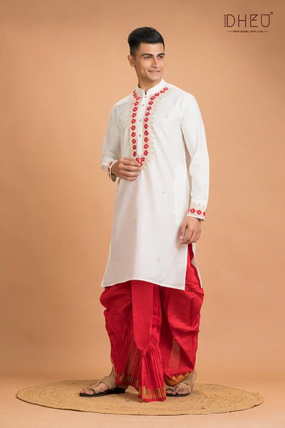 Designer Silk Kurta Dhoti(Optional) Set