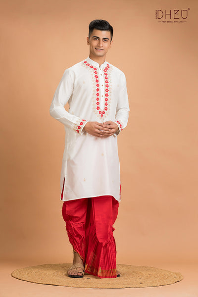 Designer Silk Kurta Dhoti(Optional) Set
