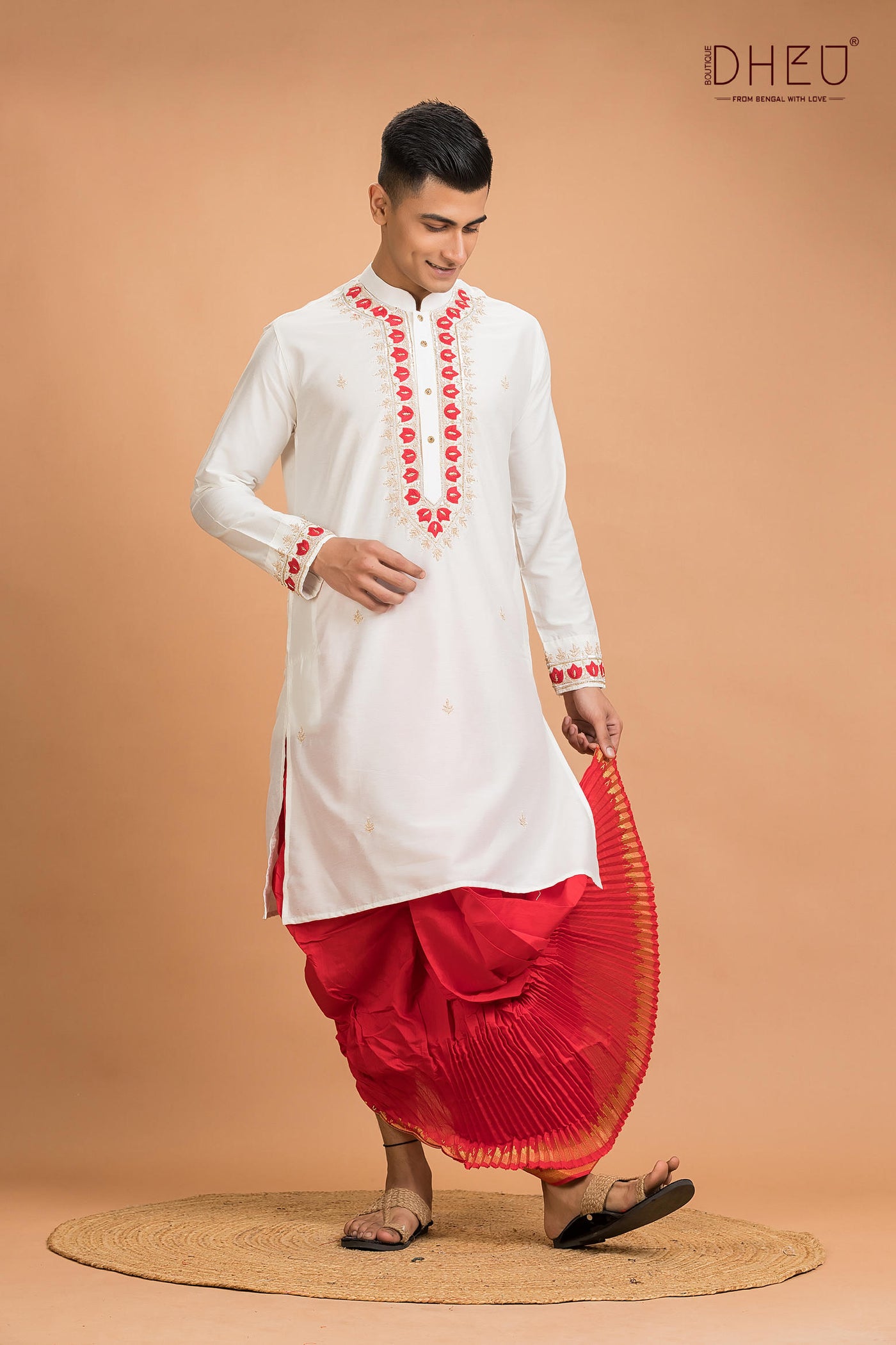 Designer Silk Kurta Dhoti(Optional) Set