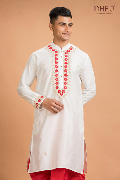 Designer Silk Kurta Dhoti(Optional) Set