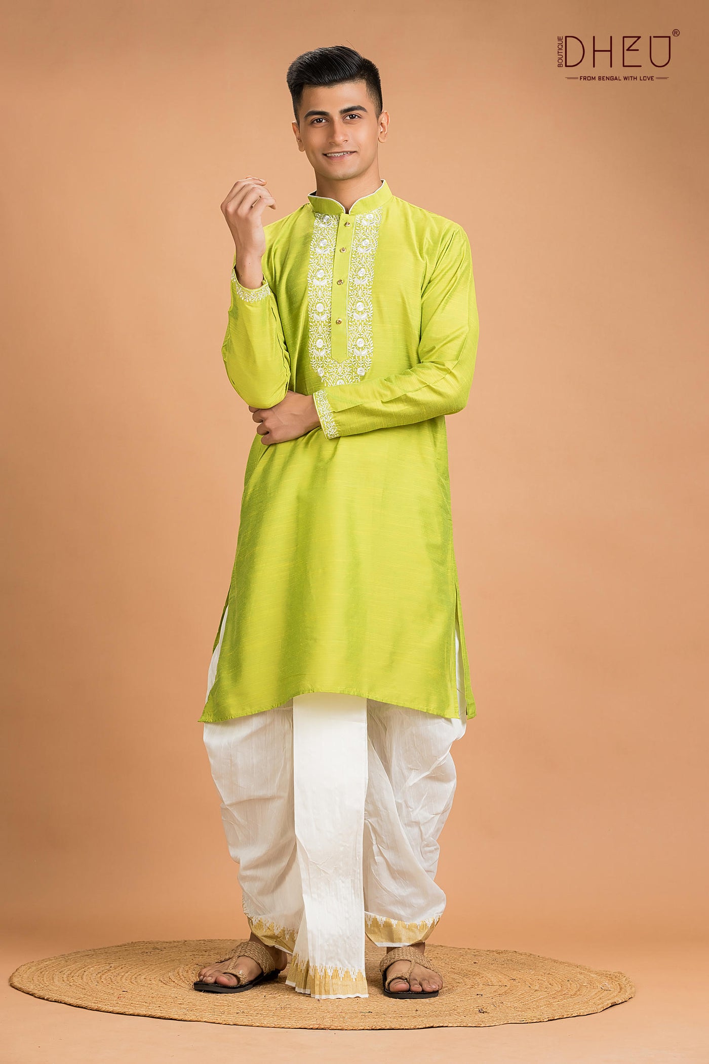Designer Silk Kurta Dhoti(Optional) Set