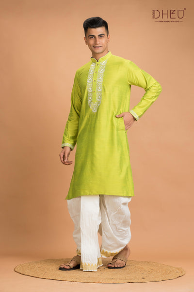 Designer Silk Kurta Dhoti(Optional) Set