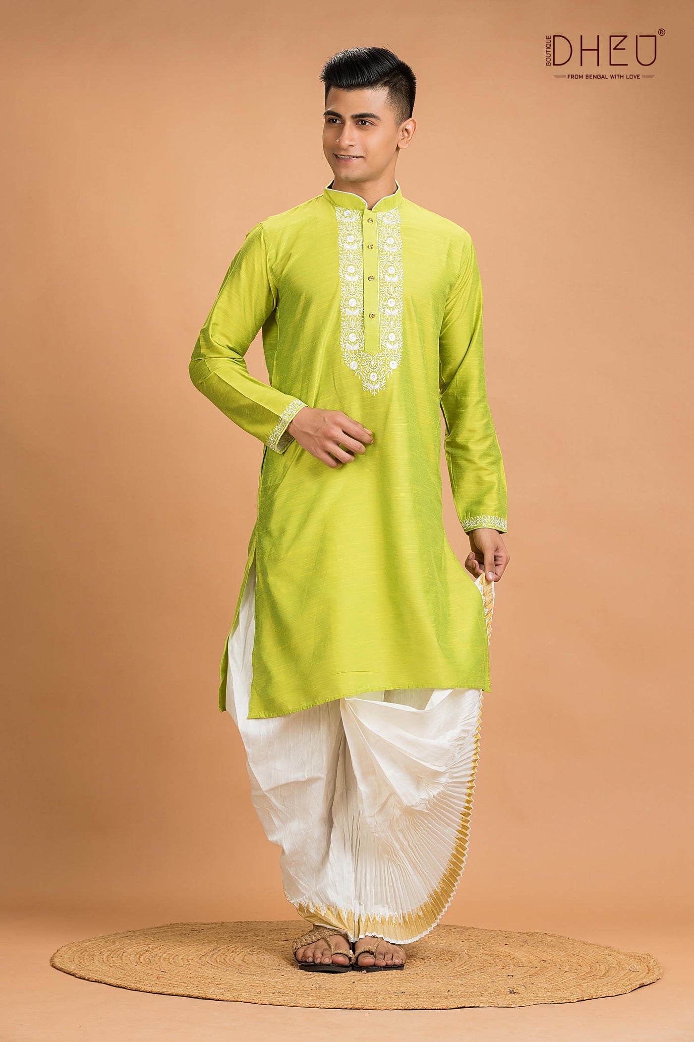 Designer Silk Kurta Dhoti(Optional) Set