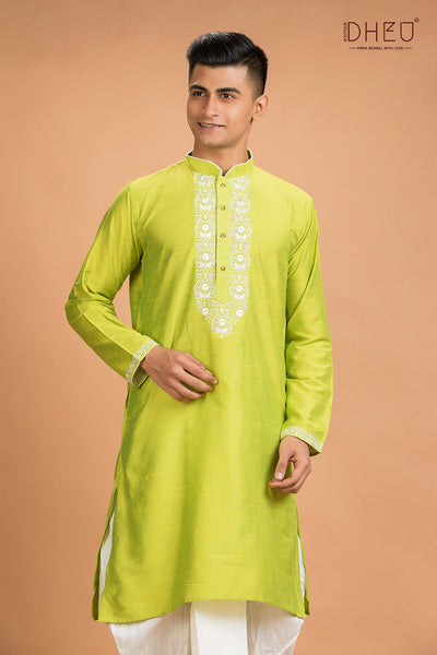 Designer Silk Kurta Dhoti(Optional) Set